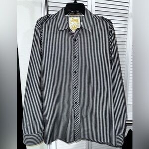 Sovereign Code Black and White Striped Button Down Shirt